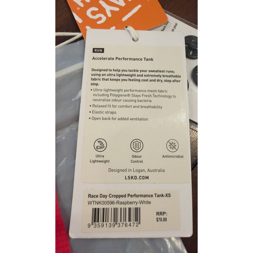 LSKD Race Day Cropped Performance Tank Raspberry Pink XS WTNK00596 NEW NWT - Picture 5 of 16